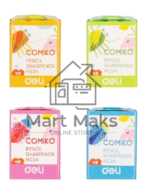Точилка для карандашей ручная Deli EH034 Comico, 1 отверстие, пластик, ассорти