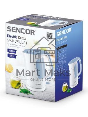 Чайник электрический Sencor SWK 2510WH пластик, 2,5 л, 2200 Вт, белый
