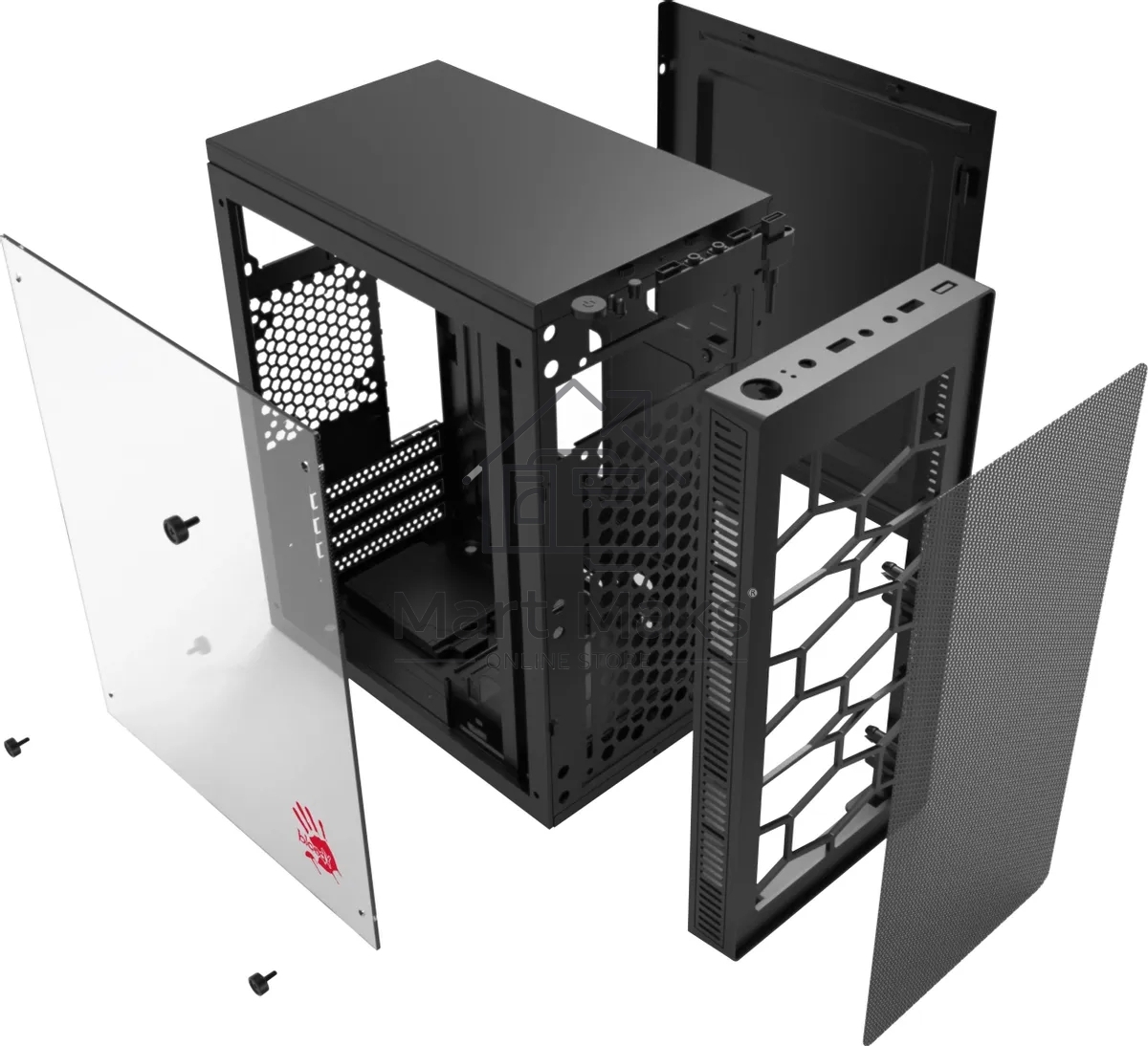 Компьютерный корпус Bloody BD-CC101 черный без БП mATX 1x80мм 1x92мм 2x120мм 2xUSB 2.0 1xUSB 3.0 audio