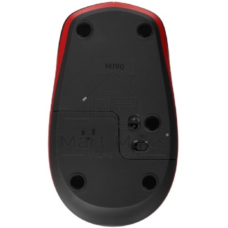 Мышь беспроводная Logitech M190 черный/красный, 1000 dpi, радиоканал, USB, кнопки - 3