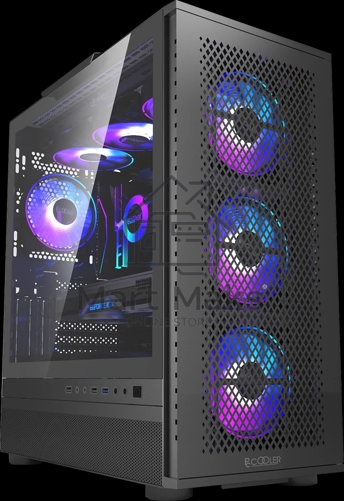 Компьютерный корпус PcCooler ME200 MESH BK черный без БП ATX 2xUSB3.0 audio bott PSU