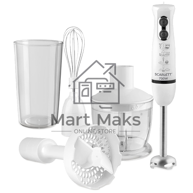 Блендер погружной Scarlett SC-HB42M33 белый, 700 Вт, 4 в 1