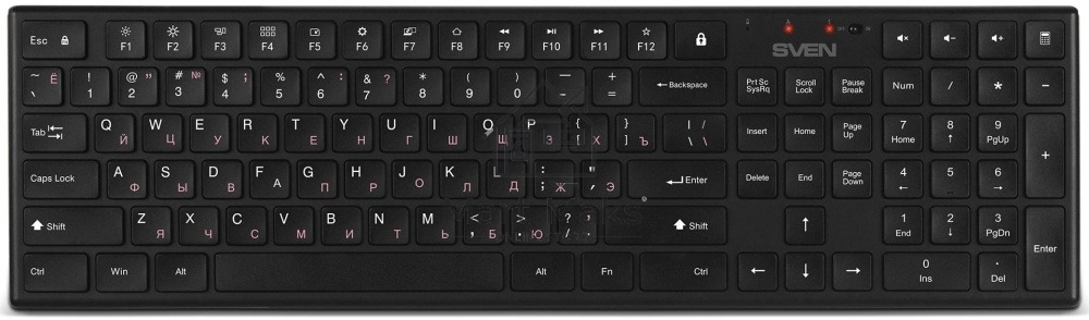 Комплект беспроводной SVEN ножничная клавиатура + мышь KB-C2550W черный (109 кл.,12Fn, 1000DPI, 2+1 кл.)