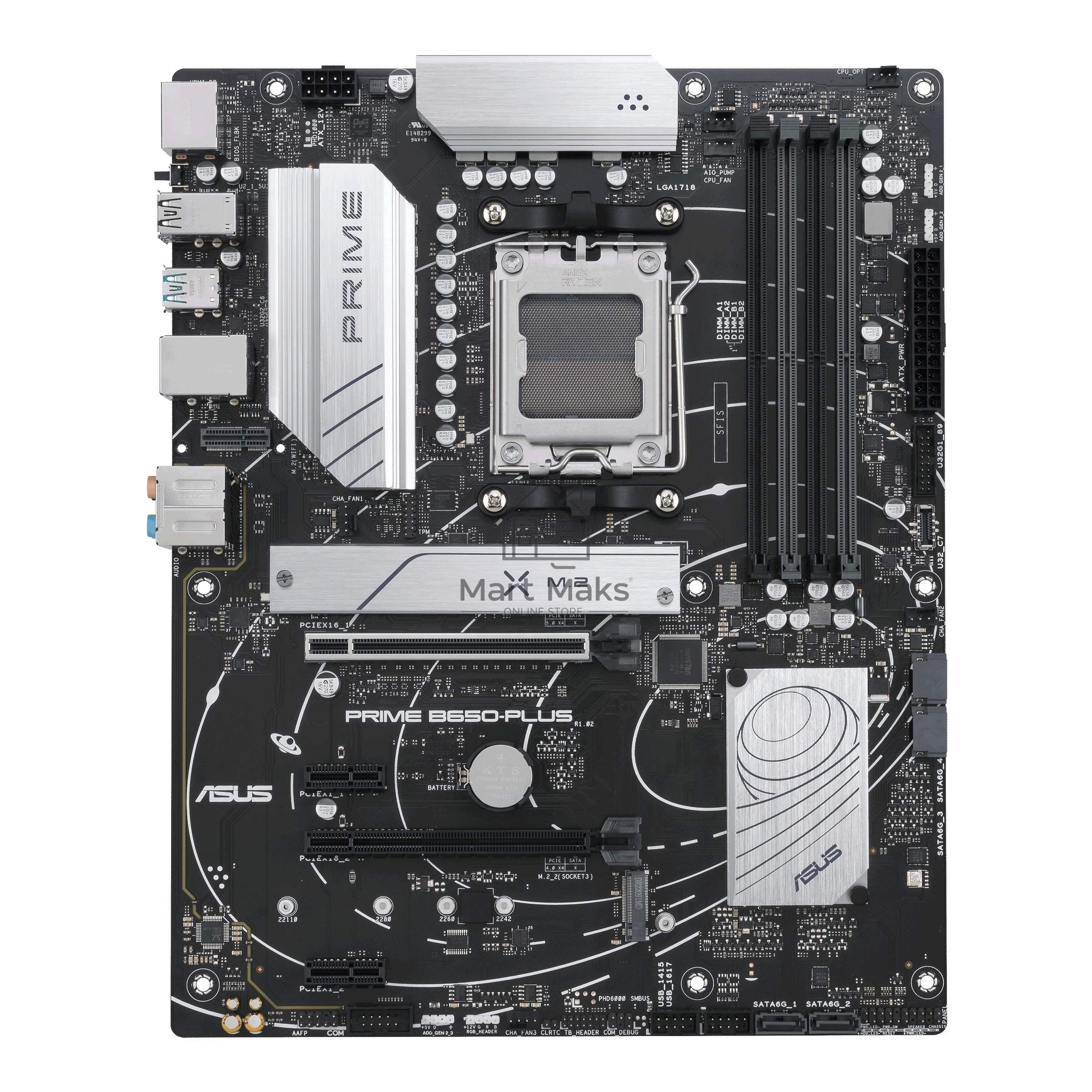 Материнская плата ASUS PRIME B650-PLUS-CSM, AM5, AMD B650, 4xDDR5, 4xSATA, 2xM.2, 1xPCIe 4.0 x16, 2xPCIe 4.0 x1, 1xDP, 1xHDMI, 1x2.5Gb LAN, 4xUSB-A 10Gbps, 2xUSB-A 5Gbps, 2xUSB-A 2.0, 5x3.5 мм, 7.1, ATX