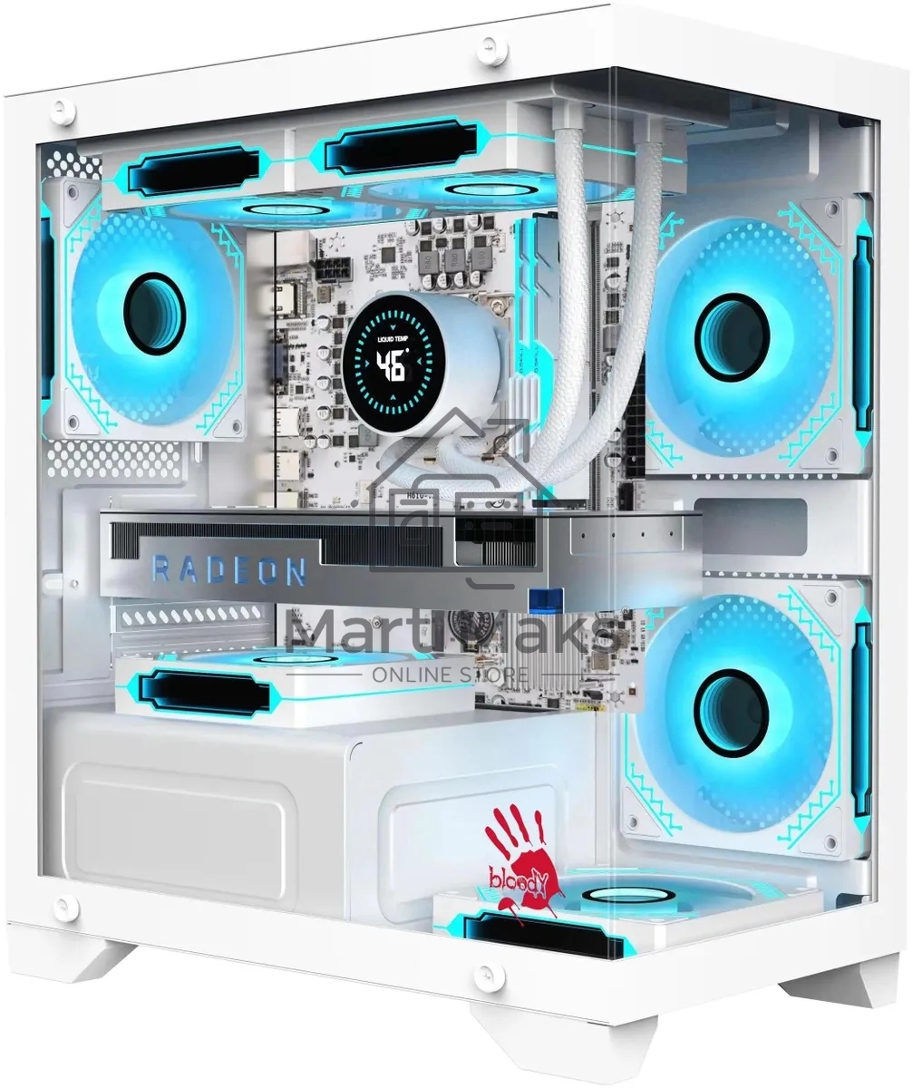 Компьютерный корпус Bloody BD-CC103 белый без БП mATX 7x120mm 1xUSB2.0 1xUSB3.0 audio bott PSU