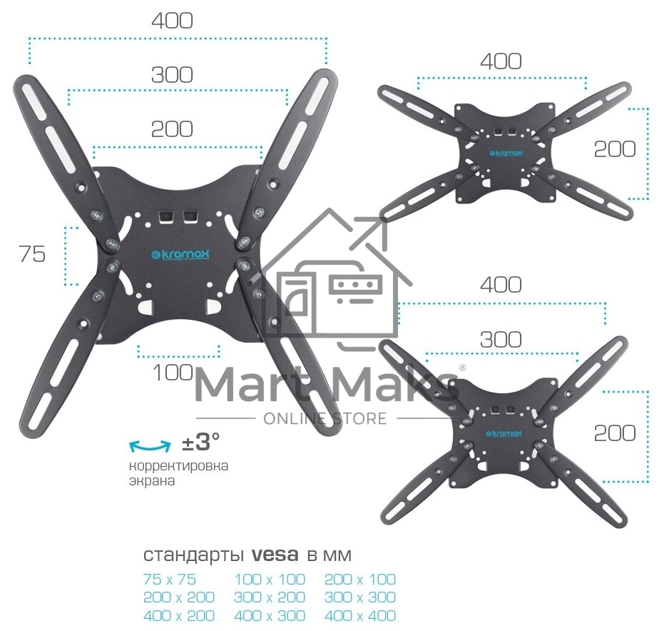 Кронштейн для телевизора Kromax TECHNO-5 серый 15