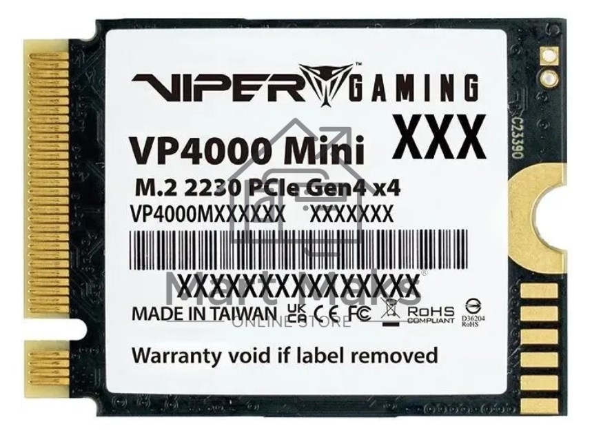 Накопитель SSD Patriot VP4000 Mini, 1Tb, PCIe 4.0 x4, M.2 2230, NVMe, R/W 5000/3500, с радиатором