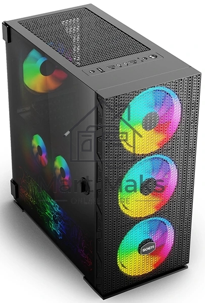 Компьютерный корпус SOEYI «AX8-B20 SOEYI ATX case with черный coating front panel with flat bigger mesh, without»
