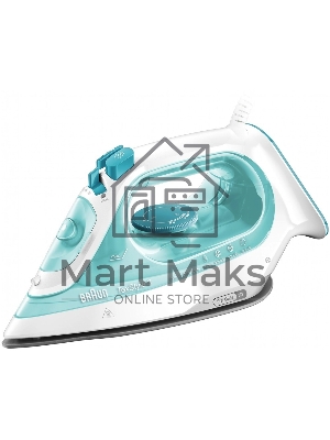 Утюг Braun SI 3041 GR TexStyle 3 белый/бирюзовый, 2350 Вт, 45 г/мин, 150 г/мин, 270 мл