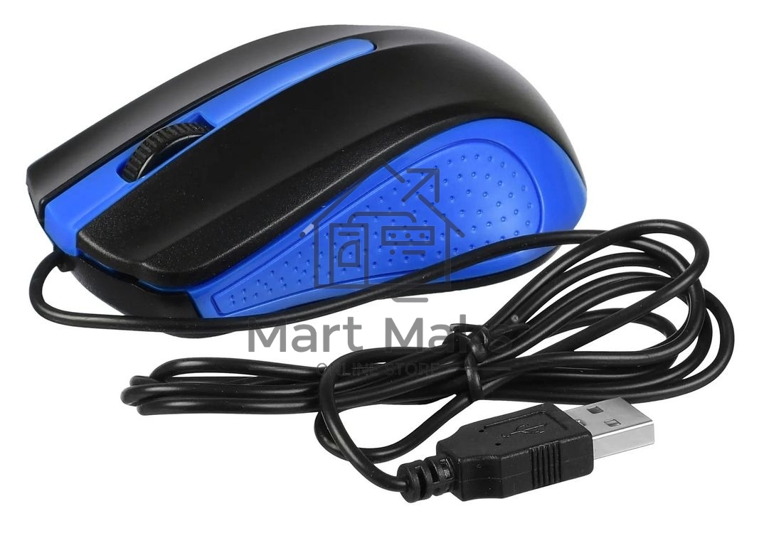 Мышь проводная Acer OMW011 черный/синий, 1200 dpi, USB, кнопки - 3