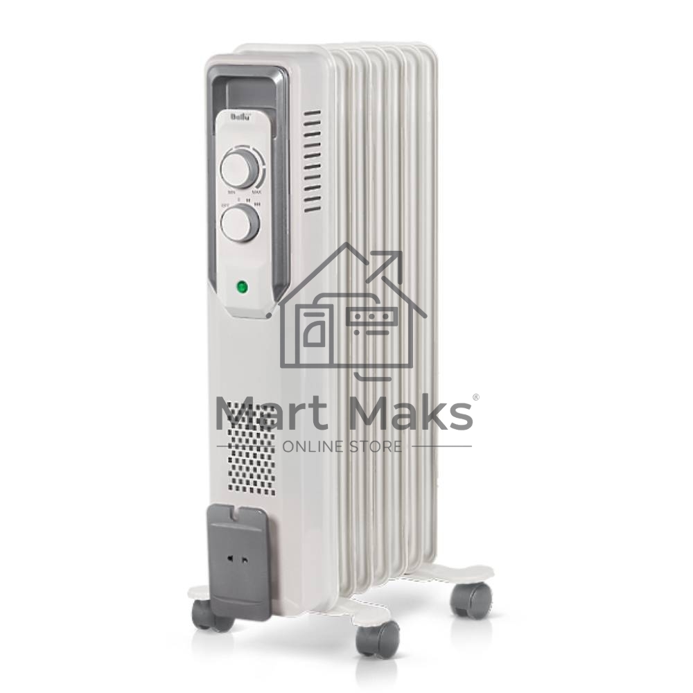 Масляный обогреватель Ballu CUBE BOH/CB-07W (7 секций), белый, 1500 Вт, 15 м2, механический термостат