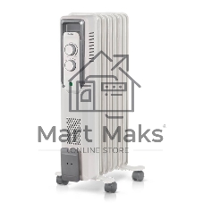 Обогреватель масляный Ballu CUBE BOH/CB-07W (7 секций), белый, 1500 Вт, 15 м2, механический термостат