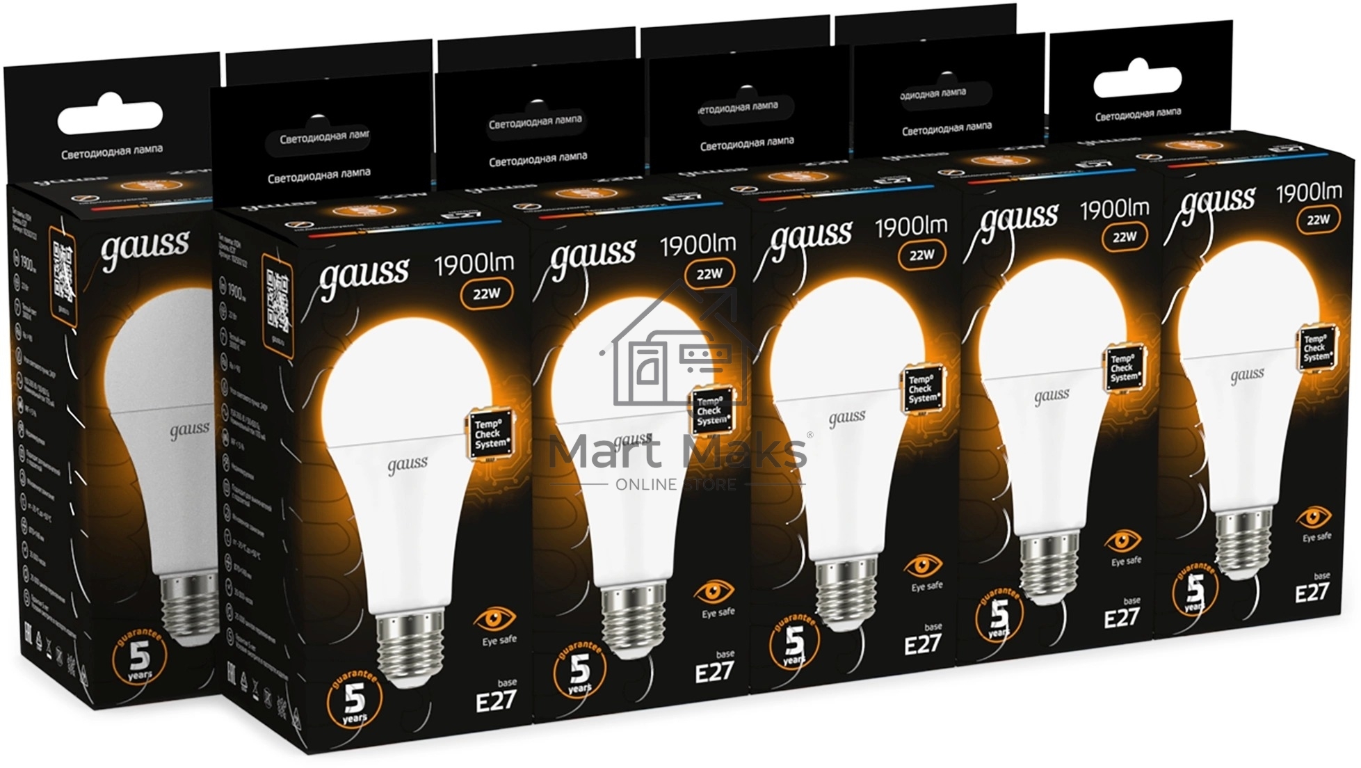 Лампа светодиодная Gauss A70 22Вт цок.:E27 груша 220B св.свеч.бел.теп. (упак.:10шт) (102502122)