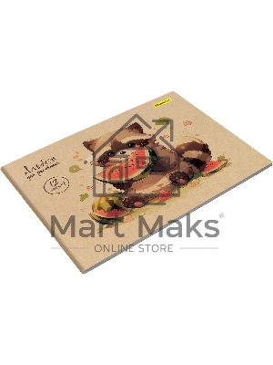 Альбом для рисования Silwerhof 12л. A4 Акварель на крафте 4 дизайна, картон скрепка