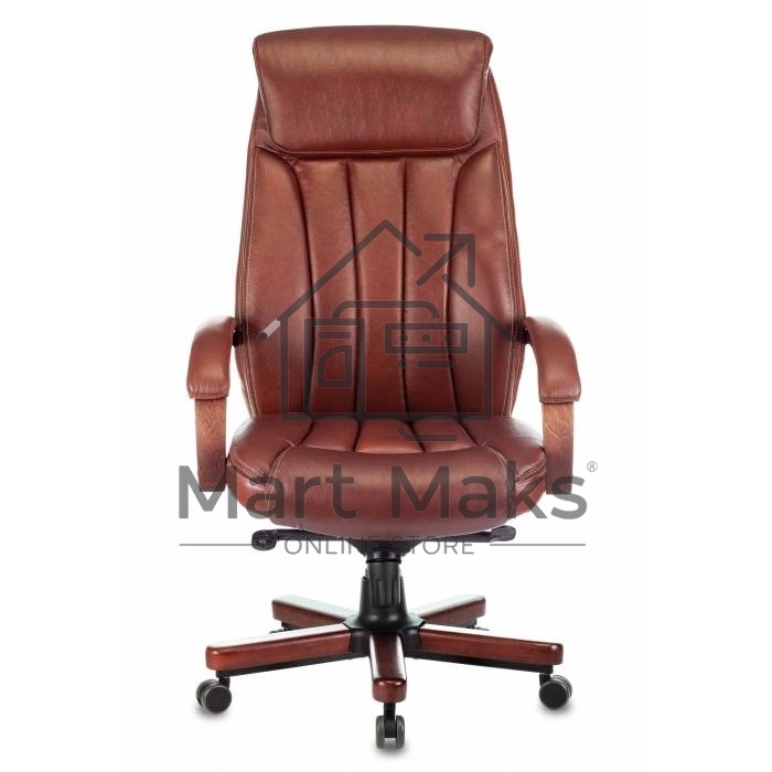 Кресло руководителя Бюрократ T-9922WALNUT светло-коричневый Leather Eichel, кожа, крестовина дерево
