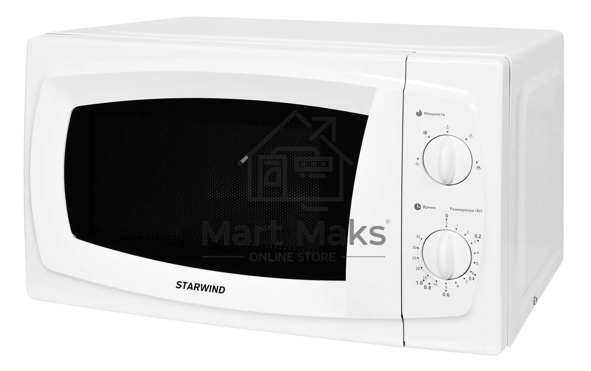 Микроволновая печь Starwind SWM5520 белый, 20 л, 700 Вт, переключатели - поворотный механизм