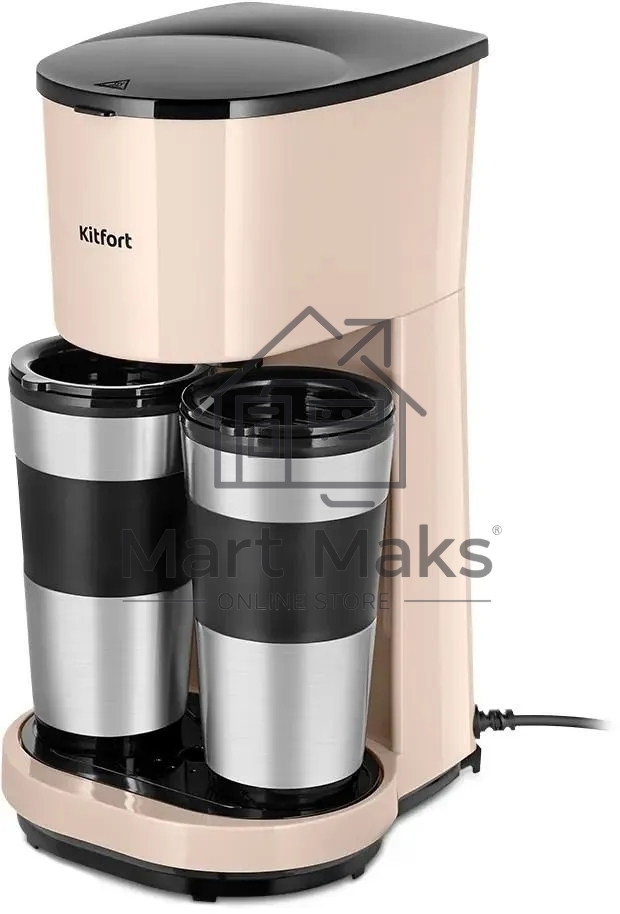 Кофеварка капельная Kitfort КТ-7303 бежевый/черный, исп. кофе - молотый, 0.84 л, 800 Вт.