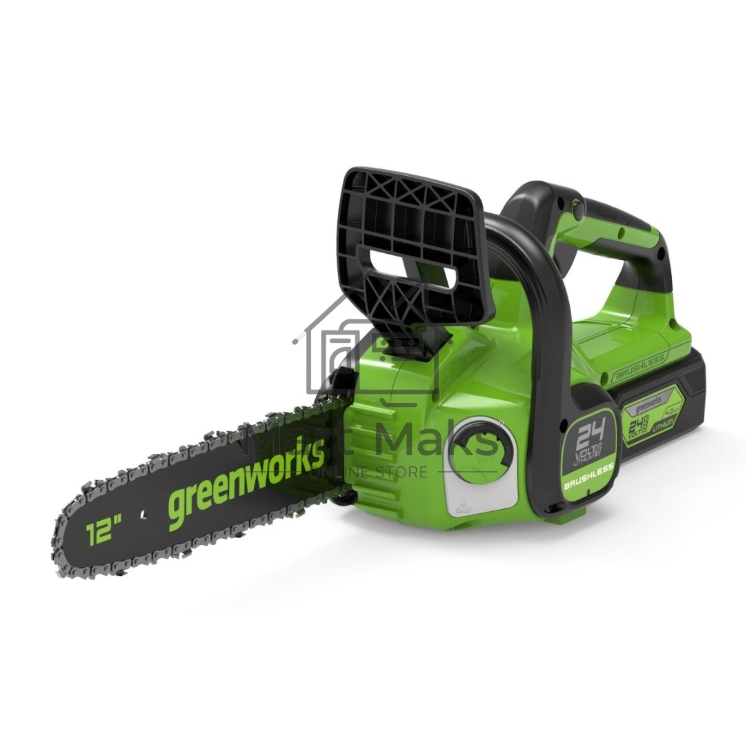 Цепная пила аккумуляторная GreenWorks GD24CS30K4, 24V, 30см, бесщеточная, c АКБ 4 Ач и ЗУ (2007007UB)