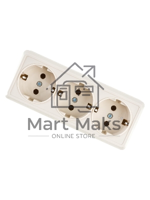 Розетка 3-м ОП Октава 16А РС23-3-ОК с заземл. крем. ИЭК ERO31-K33-16-DC