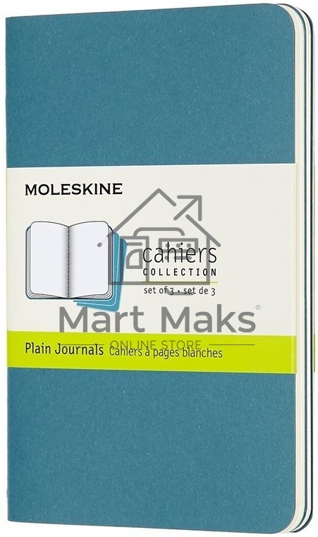 Блокнот Moleskine CAHIER JOURNAL CH013B44 Pocket 90x140мм, обложка картон, 64 страниц, нелинованный, голубой (3шт)