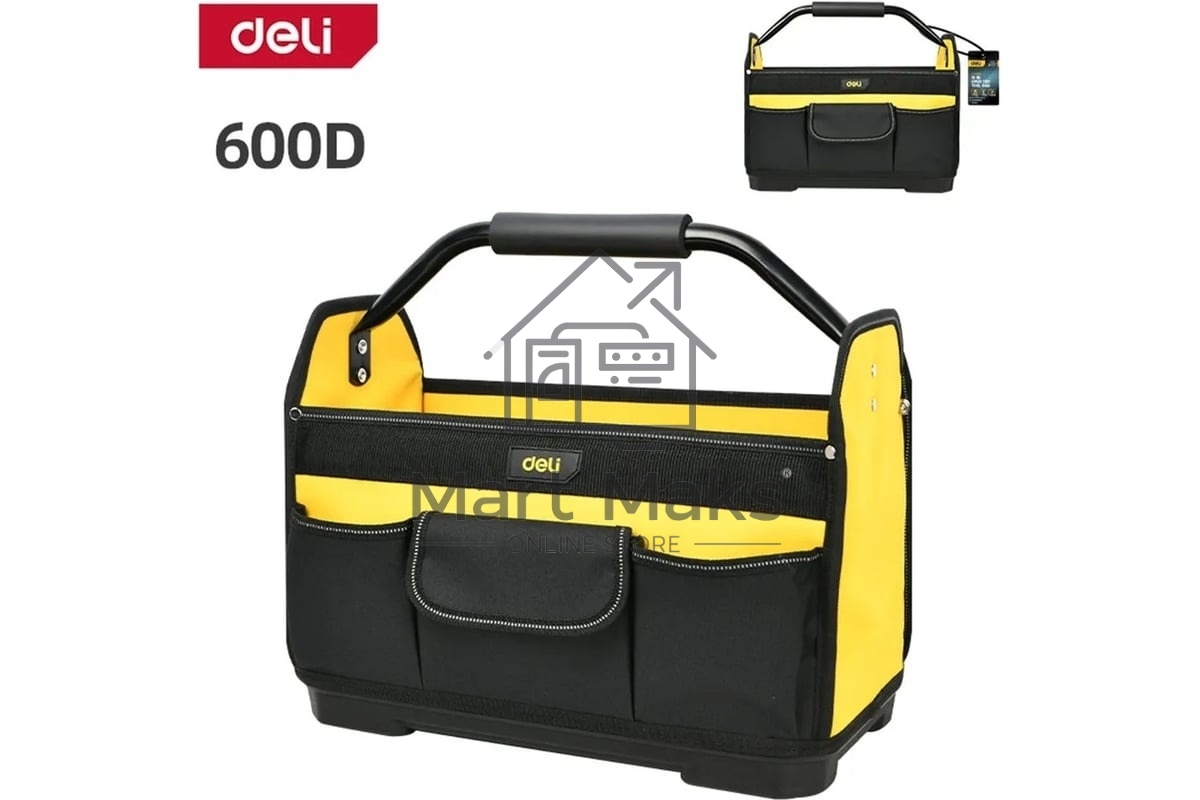 Сумка для инструментов каркасная с жестким пластиковым дном Deli DL586111 7 карманов, без плечевого ремня, ткань Оксфорд 600D