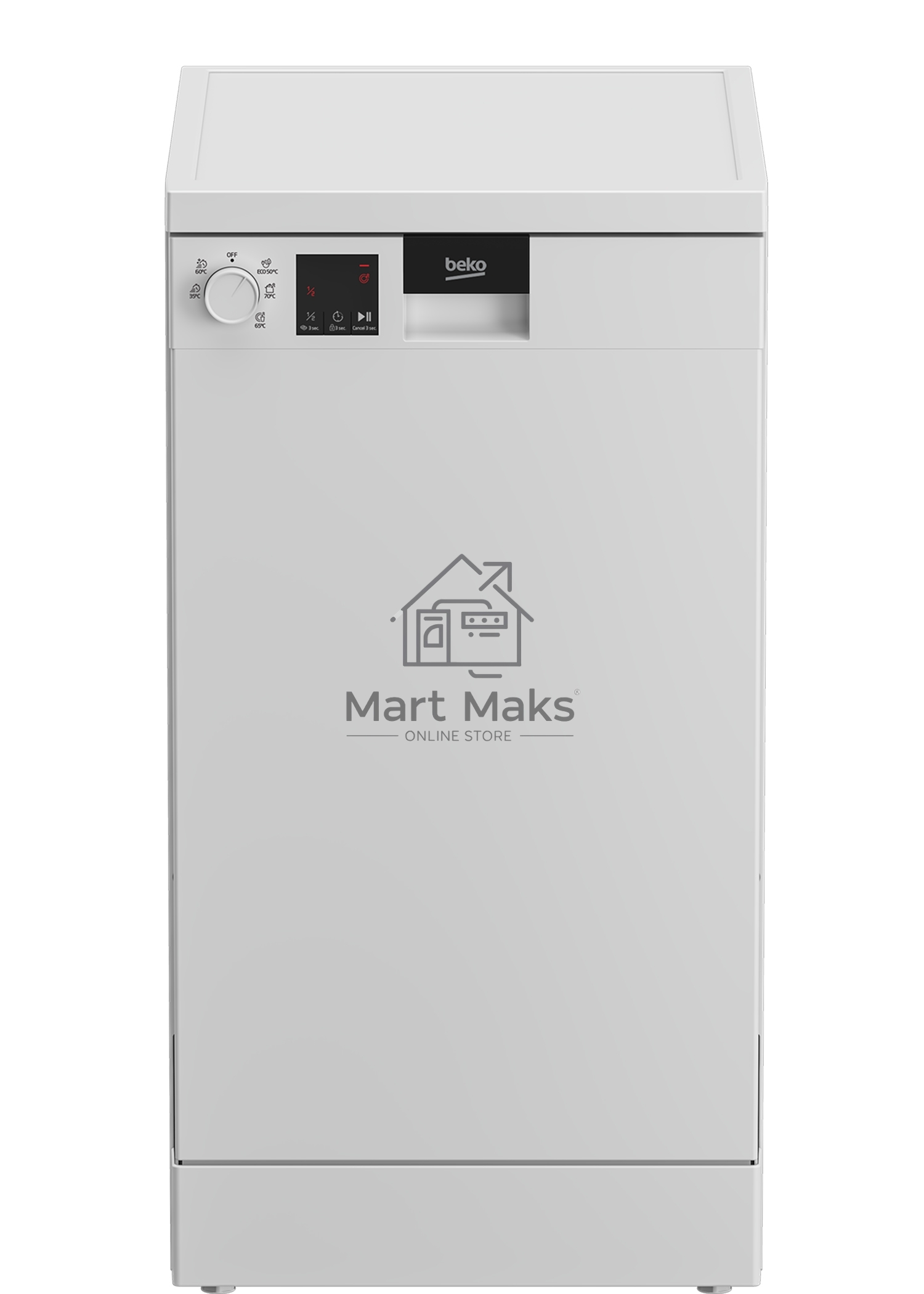 Посудомоечная машина Beko DVS050R01W, белая, 44.8 см, 10 компл., 49 дБ, класс A