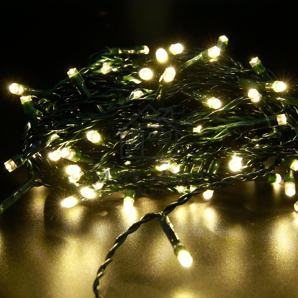 Гирлянда светод. рисовая Funray RL-110WW, 10м, 100LED, тепл.белый, темно-зел. шнур 0,7м, контроллер,