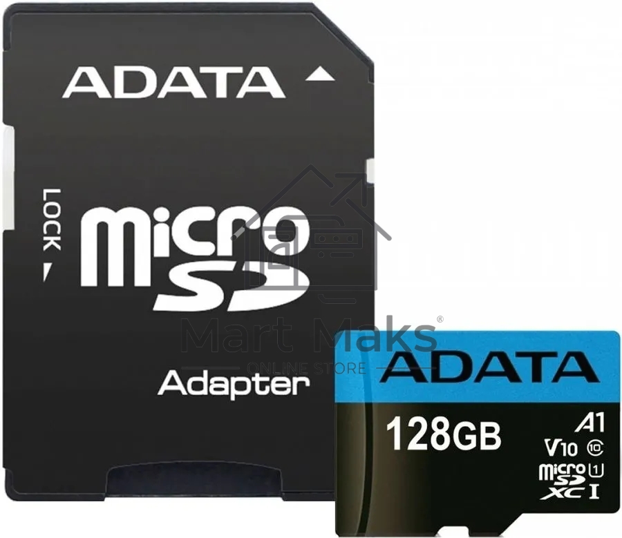 Флеш карта Micro SecureDigital 128Gb ADATA AUSDX128GUICL10A1-RA1 MicroSDXC Class 10 UHS-I, SD adapter