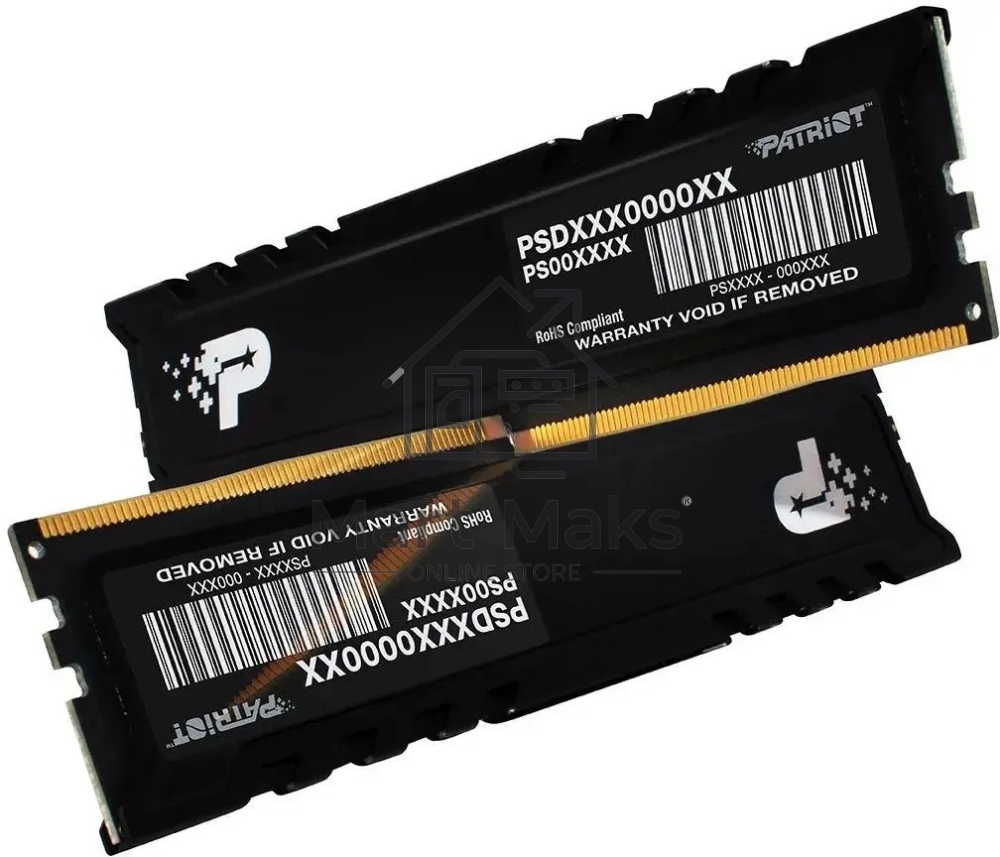 Оперативная память Patriot Signature Premium, DDR5, 64GB (2x32 GB), 4800 MHz, CL40, DIMM, радиатор, черный