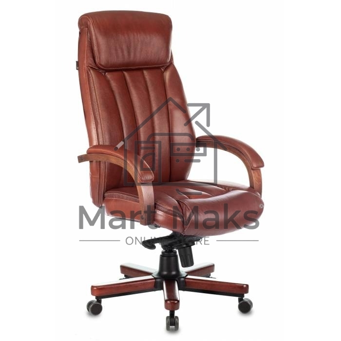 Кресло руководителя Бюрократ T-9922WALNUT светло-коричневый Leather Eichel, кожа, крестовина дерево