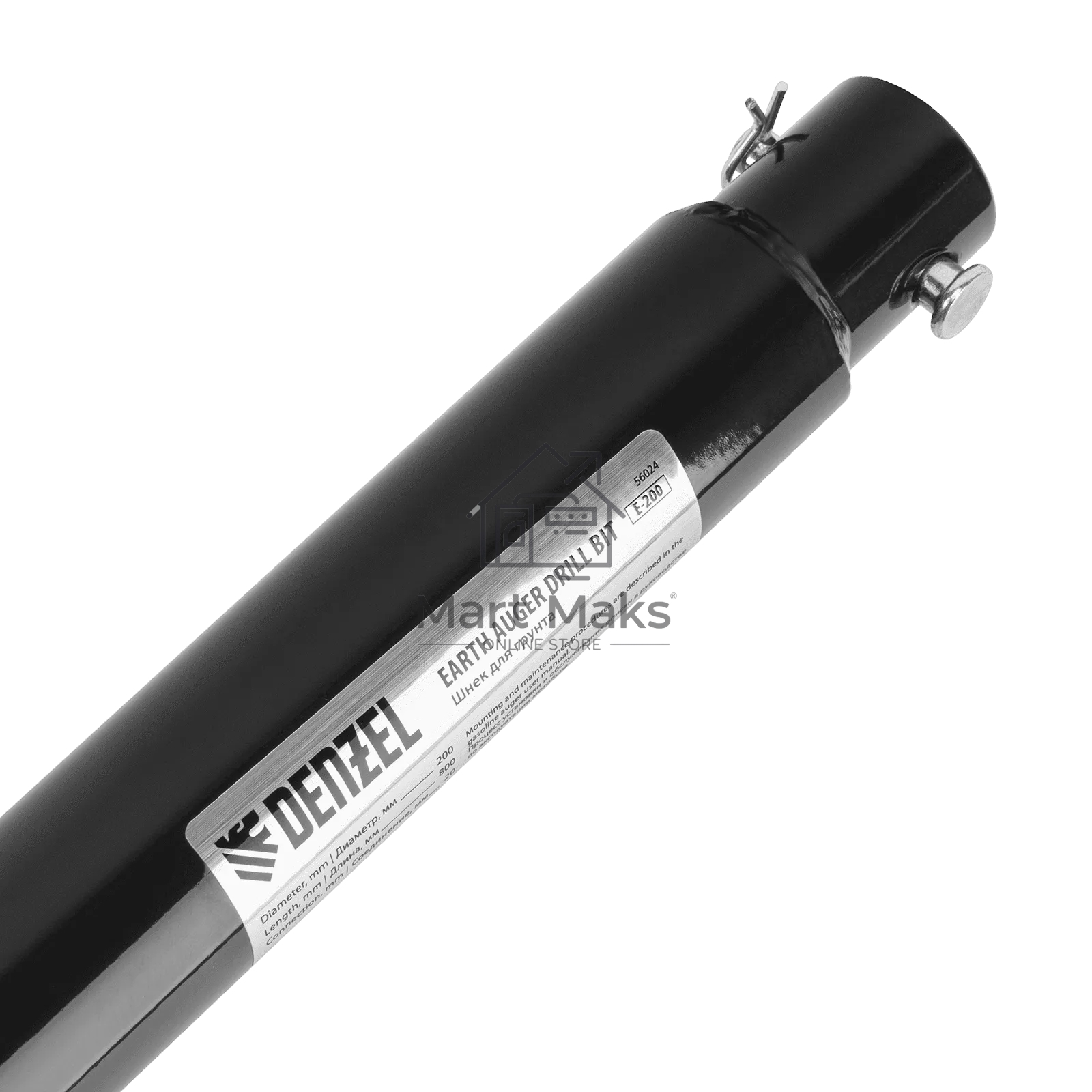 Шнек для грунта Denzel E-200, диаметр 200 мм, длина 800 мм, соединение 20 мм, несъемный нож