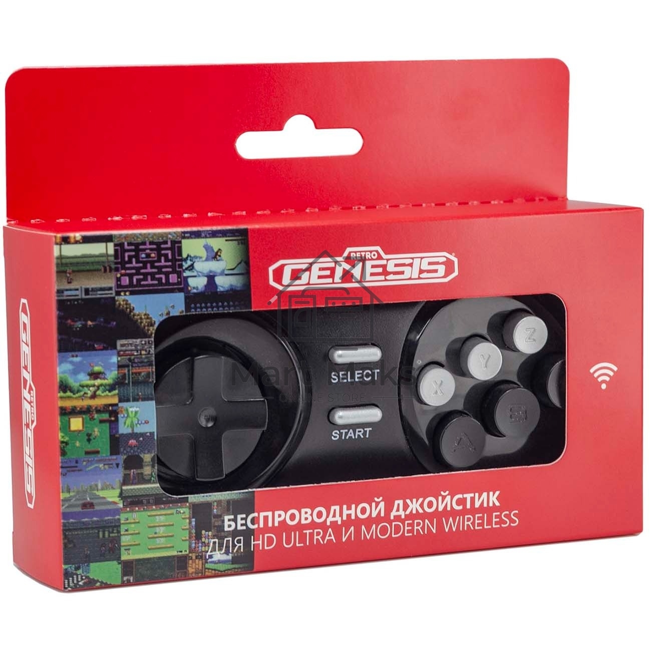 Джойстик беспроводной Retro Genesis Controller 16 Bit для HD Ultra, P2, черный