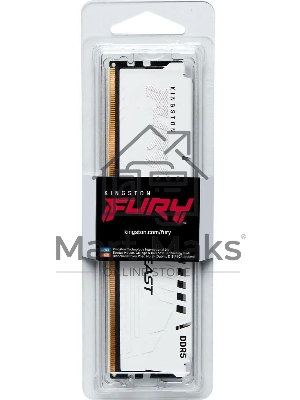 Оперативная память Kingston Fury Beast, DDR5, 32Gb (1x32GB), 5600MHz, CL40, DIMM, радиатор, белый