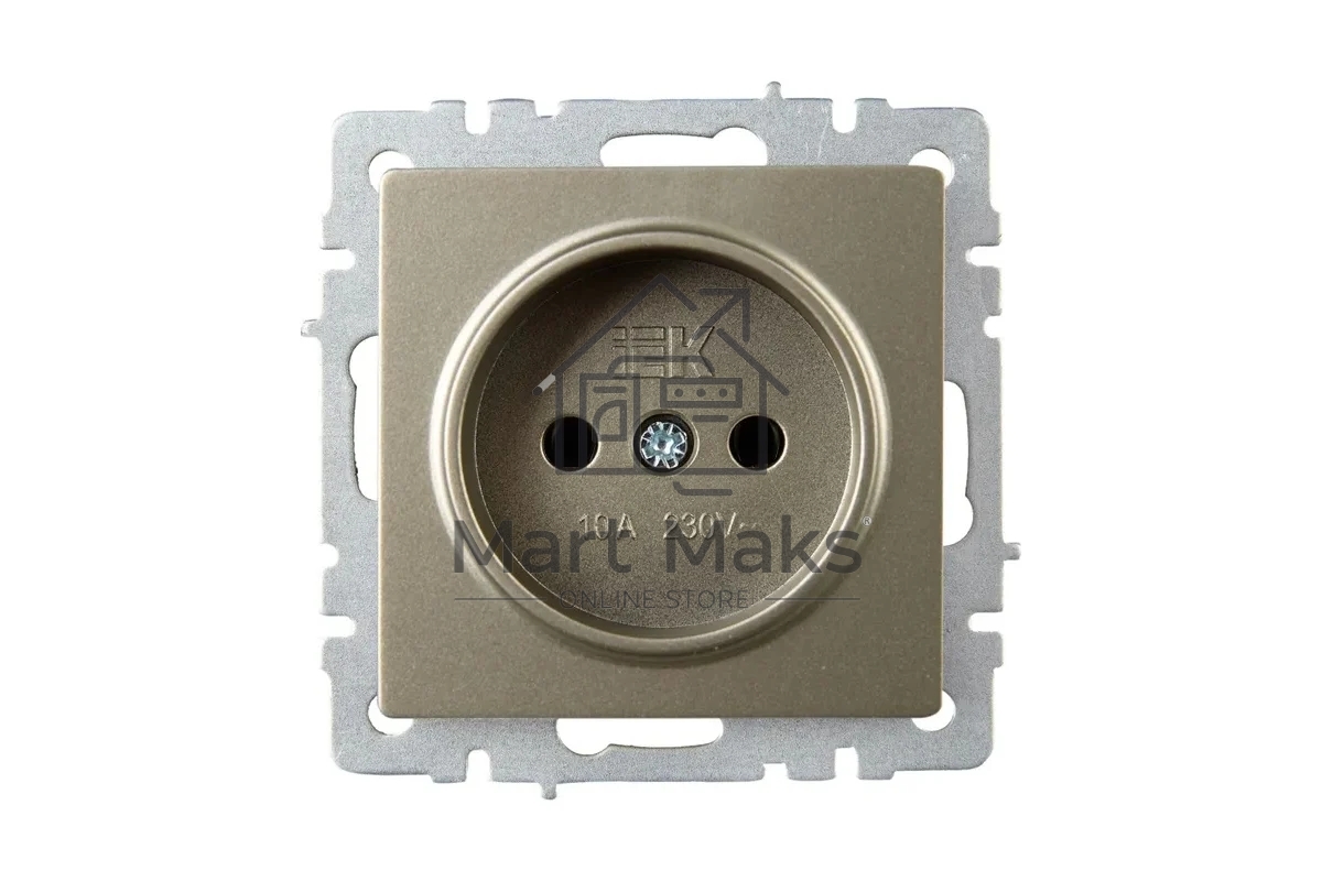 Розетка 1-местная IEK BRITE РС10-1-0-БрШ (BR-R10-10-K37) 10А, без заземления, без защитных шторок, шампань