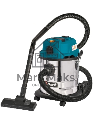 Строительный пылесос Bort BSS-1620-Storm синий, 270/1600 Вт, уборка сухая/влажная, пылесборник мешок/контейнер, 20 л