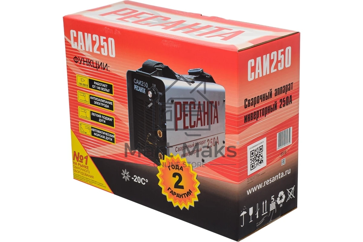 Сварочный аппарат инверторный Ресанта САИ 250 65/6