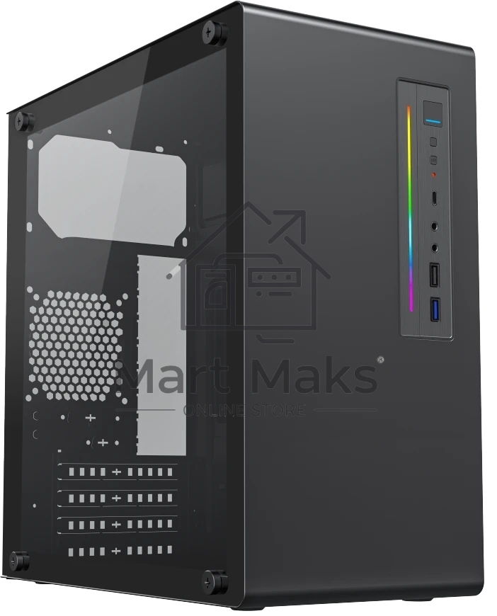 Корпус Foxline FL-728TG-U3C, Mini-Tower, чёрный