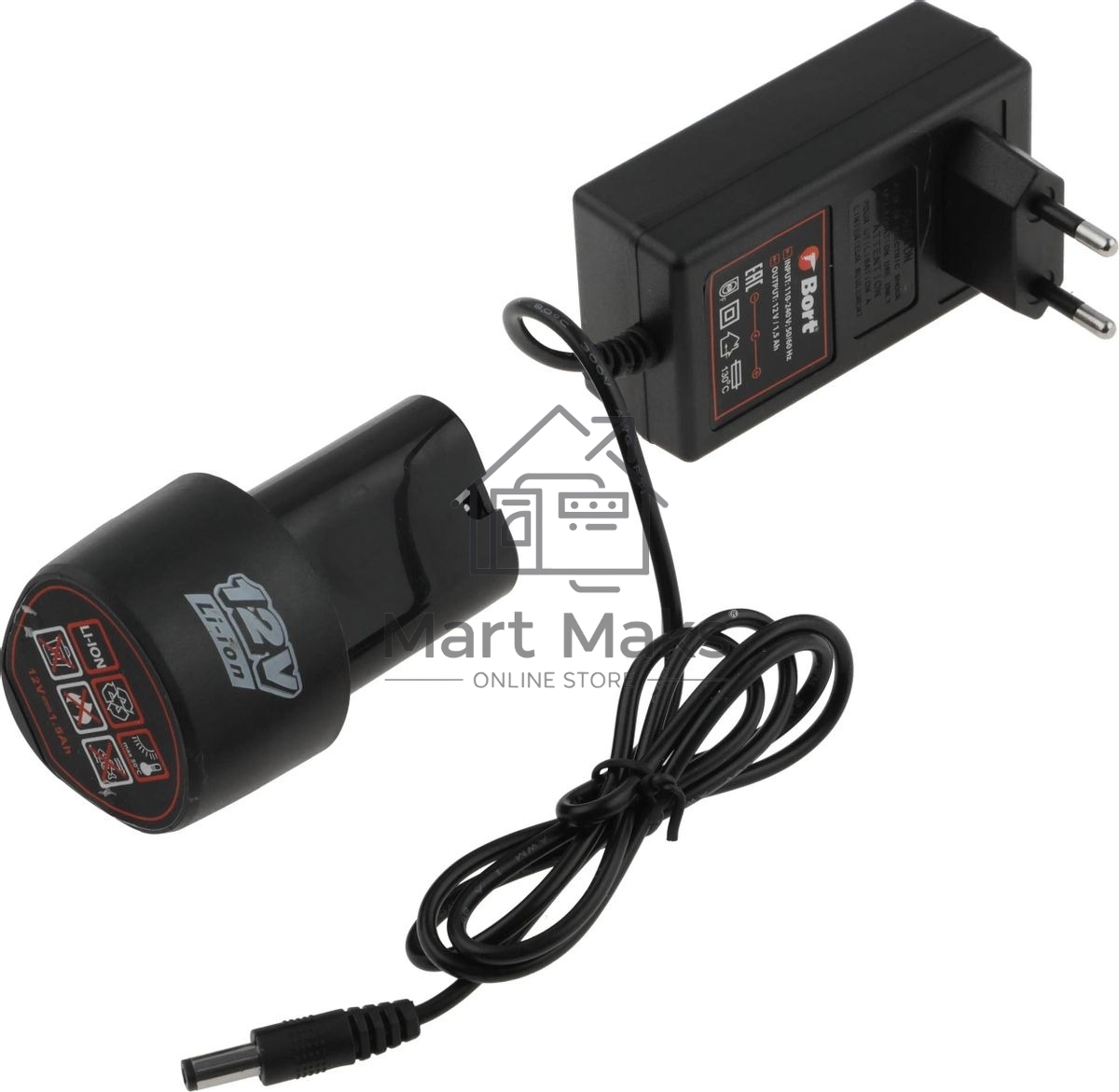 Дрель-шуруповерт Bort BAB-12x2Li-FD, Аккумуляторная, 12В, 2 АКБ