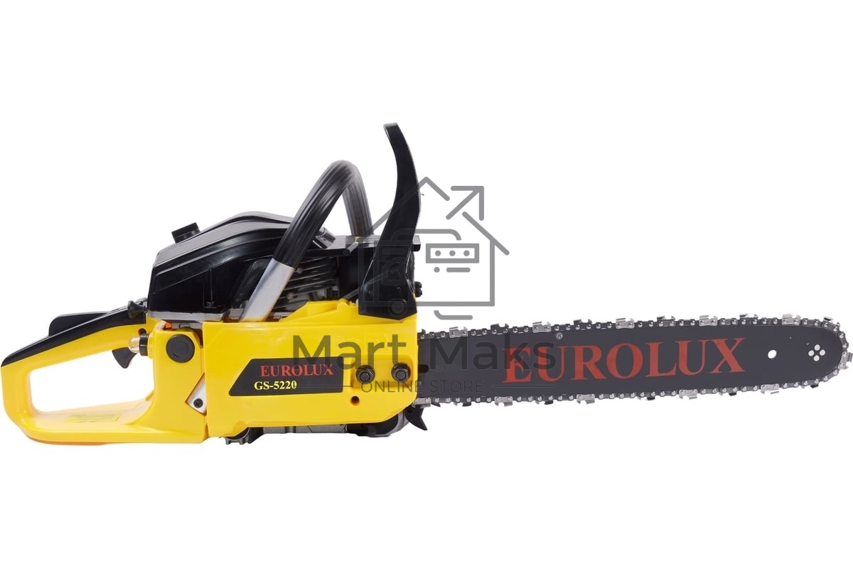 Бензопила Eurolux GS-5220 2400 Вт,Длина шины мм / дюймы 505 / 20” Объём двигателя см3 52 70/6/8