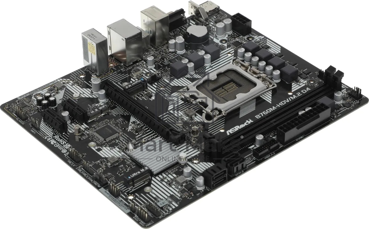 Материнская плата ASRock B760M-HDV/M.2 D4, LGA 1700, Intel B760, 2xDDR4, 4xSATA, 2xM.2, 1xPCIe 4.0 x16, 2xPCIe x1, 1xDP, 1xHDMI, 1xVGA, 1x 1Gb LAN, 2xUSB-A 3.2 Gen 1, 3xUSB 2.0, 3x3.5 мм, 7.1, mATX
