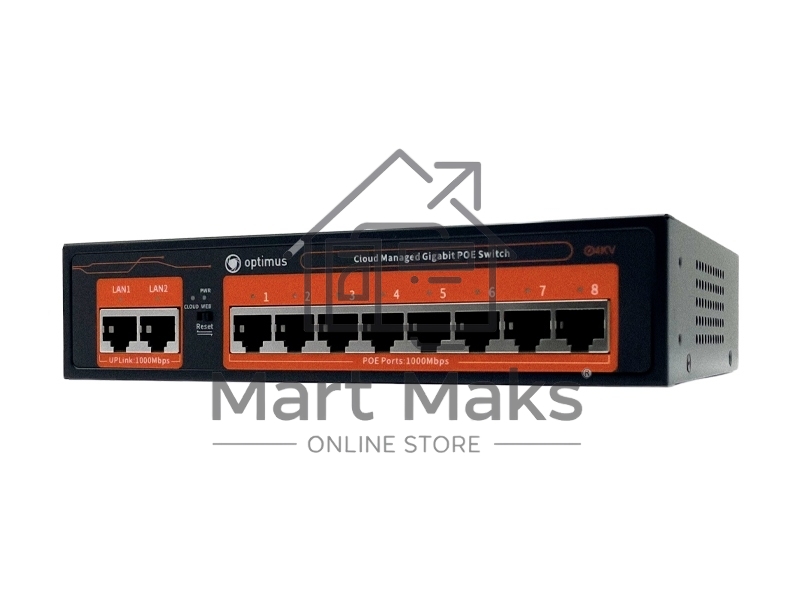 Коммутатор Optimus U1IC-8G/2G, 8×1 Гбит/с PoE+ + 2×1 Гбит/с Uplink, настраиваемый