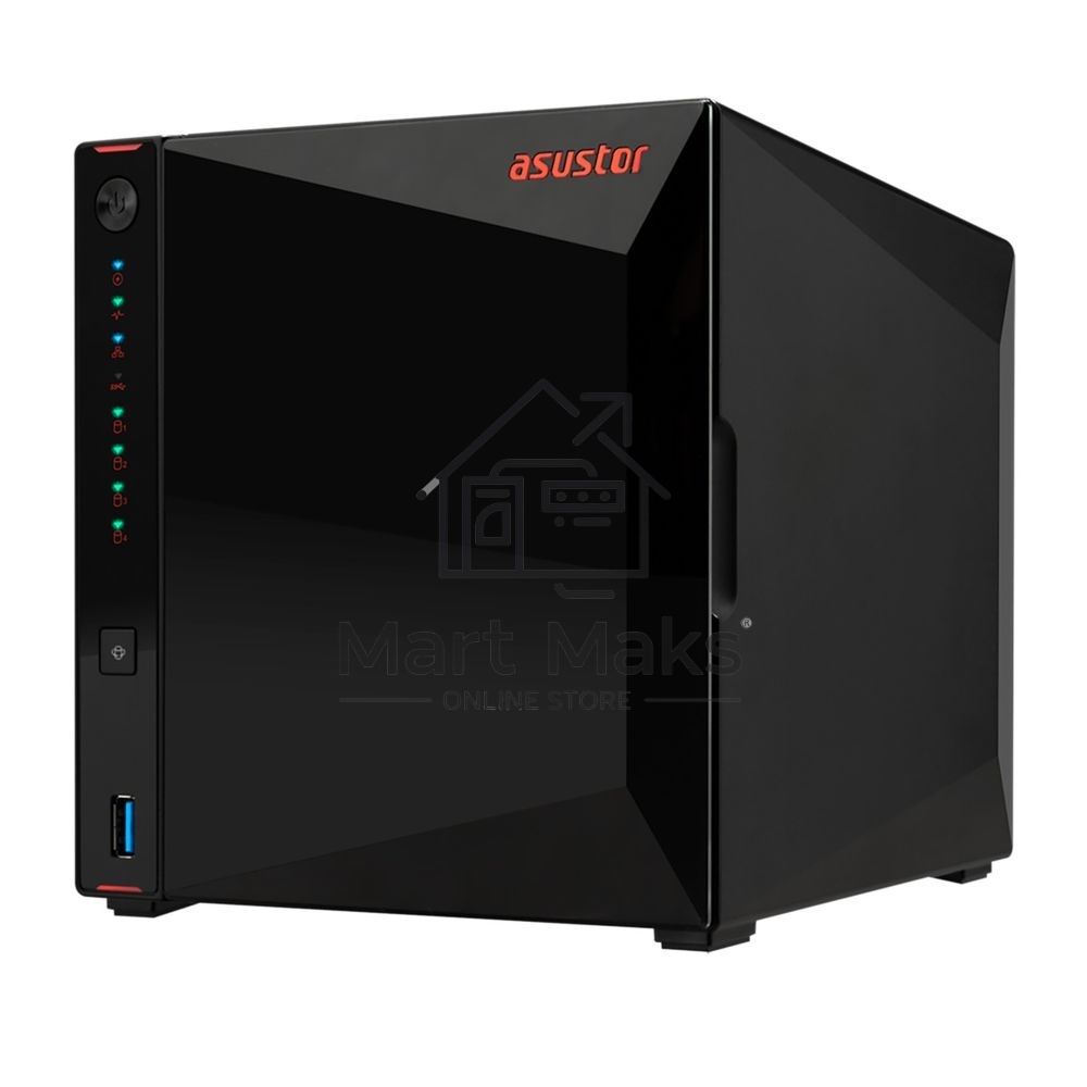 Сетевой накопитель ASUSTOR AS5404T 2-Bay NAS/Media player/Intel Celeron N5105 2.0GHz up to 2.9GHz, 4GB SO-DIMM DDR4, noHDD(HDD,SSD),/2x 2,5Gb (LAN)/3xUSB3.2,HDMI; 90IX01R1-BW3S40