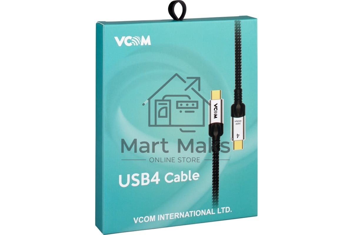 Кабель VCOM USB4 TypeC(M)--TypeC(M), 5K 60Hz, 8K 30Hz 40GBps, PD 240W, 2м CU560-2M
