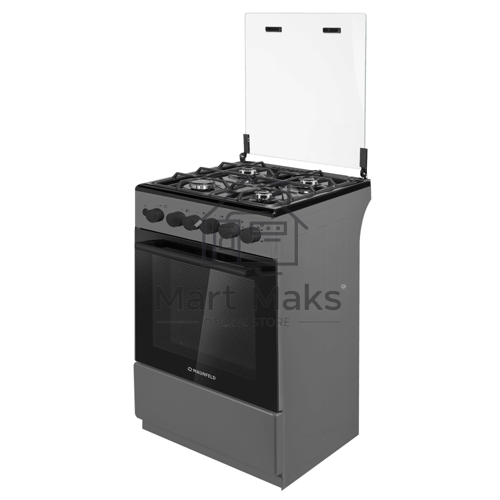 Плита газовая Maunfeld MGC50GCGR08D серый, конфорок 4 шт, духовка 59 л, 50 см x 89 см x 65 см
