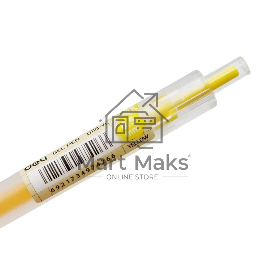 Ручка гелевая Deli Delight EG118-YL прозрачный, желтые чернила, линия 0.5мм
