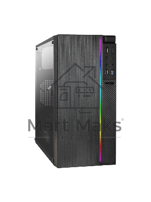 Компьютерный корпус Minitower ExeGate mEVO-9301-EVO800 (mATX, БП EVO800RGb с вент. 12см, с окном, 2*USB+1*USB 3.0, HD аудио, черный, с RGb подсветкой)
