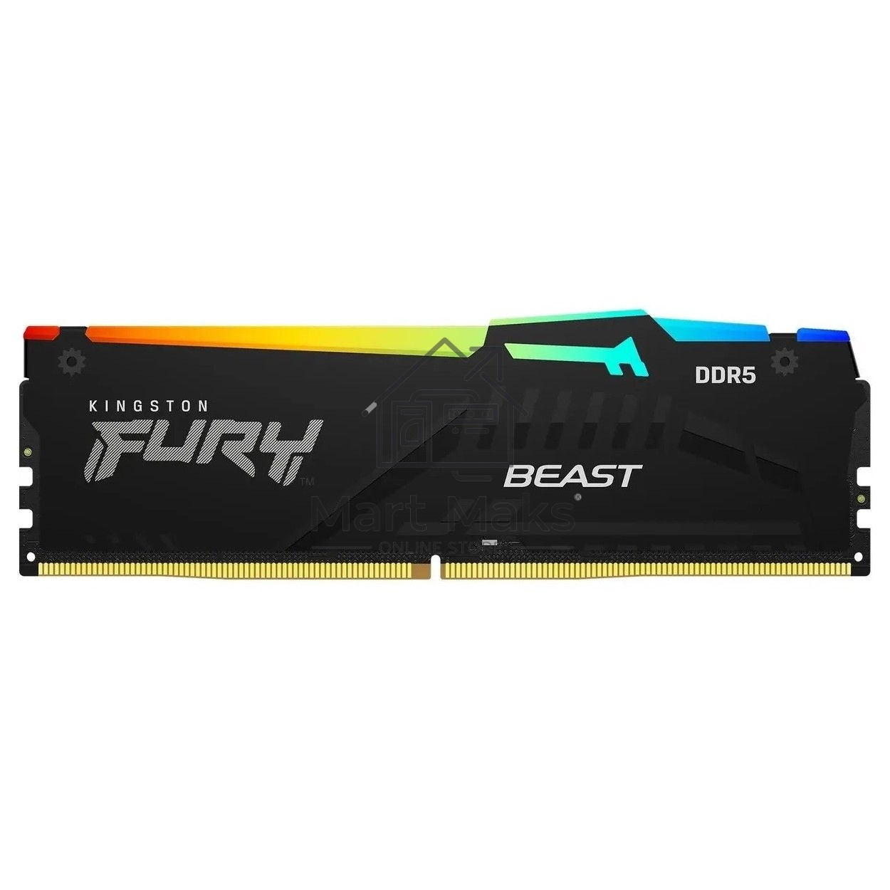 Оперативная память Kingston Fury Beast, DDR5, 32GB (1x32GB), 6400MHz, CL32, DIMM, с радиатором, RGB, черный