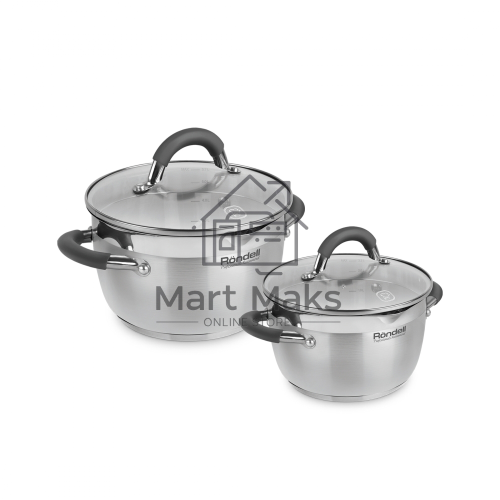 Набор посуды Flamme 4 предм.,кастрюли c/кр 20/24 см,нерж.сталь, RDS-339