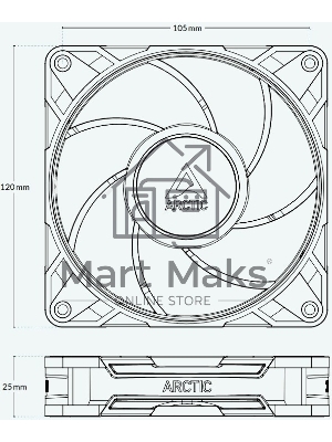 Вентилятор корпусной ARCTIC P12 Pro PST - retail (ACFAN00306A) 