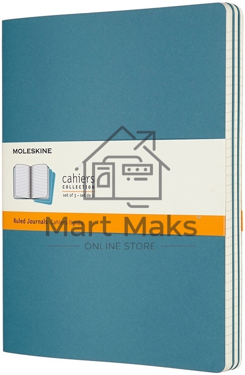 Блокнот Moleskine CAHIER JOURNAL CH023B44 XLarge 190х250мм, обложка картон, 120 страниц, нелинованный, голубой (3шт)